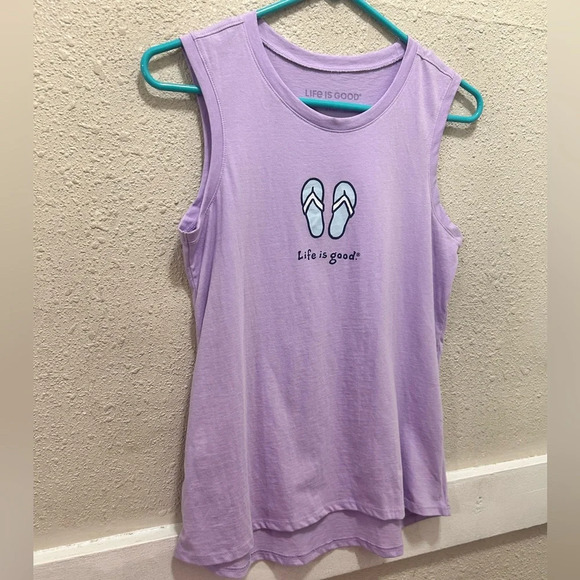 Life is Good Purple Tank with Flip Flops NWOT XS - Picture 2 of 5